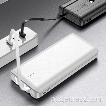 Power bank 10000 mAh z 4 wbudowanymi kablami ładującymi